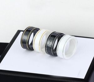 DHL Ceramic Band Rings Black White for Women Men smycken Guld Silver Ring 4 Colors1038566