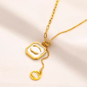 18K Gold Plated Brand Designer Never Fading Letter Pendant Necklaces Womens Crystal Rhinestone Necklace Chain Fashion Women Jewelry Accessories 20style