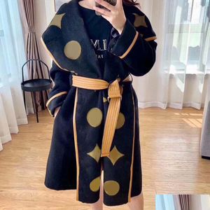 Womens Wool Blends Autumn Winter Outerwaer Trendy Fashion Classic Letter Pattern Women Coats Bathrobe Style High Quality Asian Size Dr Dhfal