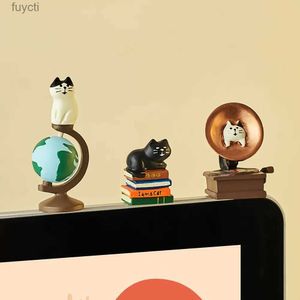 Konst och hantverk kawayi biltillbehör Creative Globe Cat Desktop Decoration Ornaments Computer Decoration Miniature Figures Heminredning Hantverk YQ240119