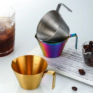 Kaffekrukor liten espressomätkopp 100 ml 304 rostfritt stål som häller med handtag V-formad muns steksås