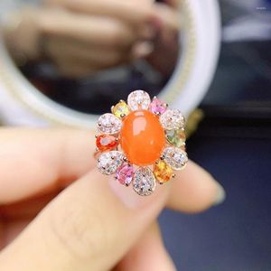 Cluster Rings Opal Ring Silver 925 Engagement For Women Luxury Gemstones Jewelry Gems In Wedding Adjustable Fine