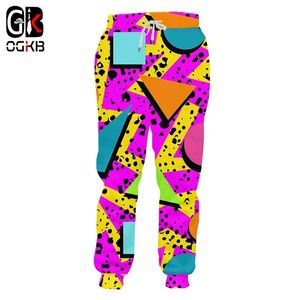 Sweatpants Ogkbunisex Hiphop Sportswear Track Pants Fall Winter Women/Men Cool Print Colorful Geometry 3D Sweatpants Triangle Sweat Pants