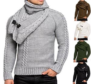 Biały szary brązowy czarny armia zielony sweter europejski amerykańska moda men039s kołnierz szczupły pullover dzianinowe swetry men7662324