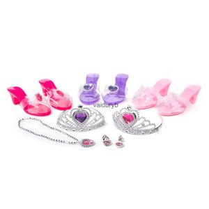 Beleza moda princesa jóias decorar colar brincos sapatos fingir jogar conjuntos meninas vestir-se presente de aniversário princesa vestir-se jogar brinquedovaiduryb
