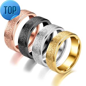 Meistverkaufte neue Ankunft 18K vergoldeter Edelstahl-Schmuck Matt 6MM Mädchen-Fingerringe-Schmuck