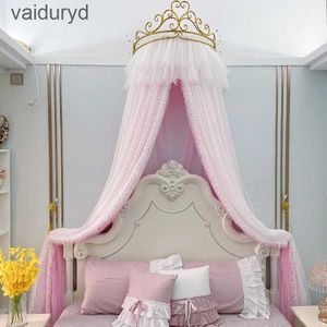 Mosquiteiro princesa coroa mosquiteiro palácio cama cortina menina crianças decoração do quarto fio de cabeceira romântico princesa tendas cama dossel valancevaiduryd