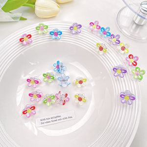 6 teile/los Mini Candy Farbe Blume Haare Klaue Baby Mädchen Krallen Clips Cartoon Blumen Haar Clips Für Kinder Kinder Baby haar Zubehör