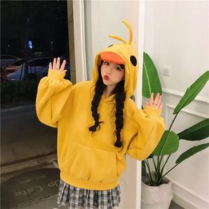 Women's Hoodies Women Long Sleeve Cute Pullovers Tops For Teens Korean Style 2024 Autumn Winter Fashion Yellow Casual Kawaii Duck