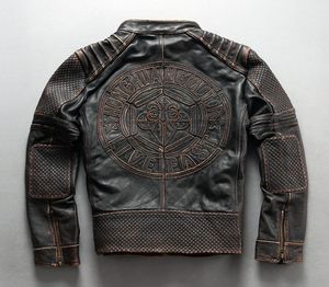 2019 äkta skinnjacka vintage brun motorcykel 3d tryck tjock cowhide smala fit jackor vår höst vinter ryssland rockar9389262