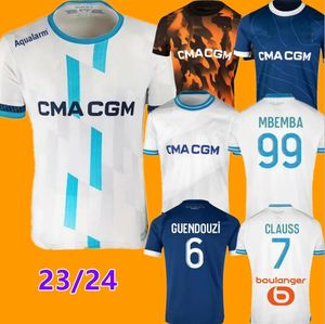 S-2XL 23 24 Soccer Jerseys 2023 2024 Om Maillot esport Maillot Foot Poot Pootance Guendouzi ndiaye Clauss Aubameyang Football Dorts Men Kids Kondogbia veretout