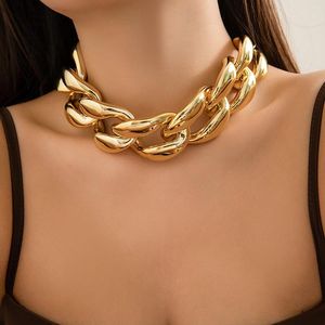 Колье-чокер, преувеличенная акриловая геометрическая О-цепочка на ключицу, ожерелье в стиле панк, толстая цепочка золотого цвета, женские эстетические украшения на шею