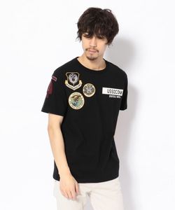 Camiseta masculina de alta qualidade com emblema bordado de algodão estilo militar estilo dia de manga curta