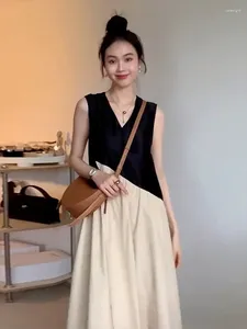 Women's T Shirts 2024 Summer Break French Sleeveless Long Dress Unique Light Mature Style High Grade Feeling Temperament