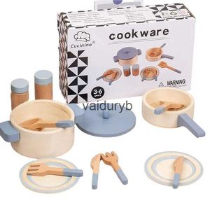 Kinderküchenzubehör-Set 10-teiliges Holzspielset Kochspielzeug für Kinder Mädchen Jungen ldren Kitchenvaiduryb Küchen Spielen Sie Lebensmittel