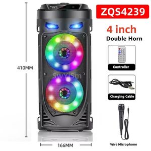 Högtalare High Power Dual Horn LED Color Flash Party DJ Sound Box Outdoor Portable Karaoke Bluetooth Högtalare med mikrofon caixa de som