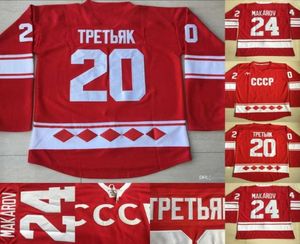 20 Vladislav Tretiak Russia Jersey 24 Sergei Makarov 1980 CCCP Russia Hockey Jerseys Double Stitched Name and Number Fast 3018265