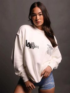 Kadın Hoodies Sweatshirts Sport She Los Angeles Wolf Baskı Pamuk Polar Sıcak Kadın Unisex Street Giyim Sıradan Erkekler Çift Çift Saksilversyolq