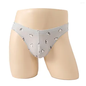 Cuecas sexy homens briefs bugle bolsa calcinha impressão roupa interior hip elevador fio curto pele amigável lingerie respiração tanga