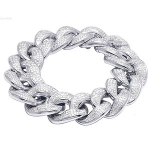 Bracciale Hip Hop da uomo Bracciale con diamanti Moissanite ghiacciato Bracciale a catena cubana in argento 925