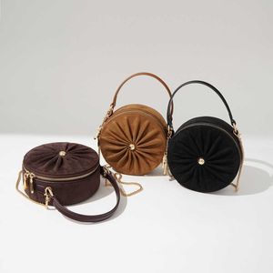 Projektowanie mody okrągłe torba na ciasto plisowana mrożona łańcuch retro małe okrągłe torba mody na jedno ramię w torbie crossbody 012724a