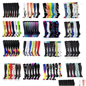 Sports Socks Mens Compression Stockings Mti Pairs Varicose Veins 30 Mmhg Graduated Outdoor Running Over Knee High Pressure Drop Deli Dhera