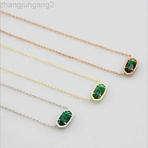 Designer Kendras scotts Neclace Jewelry Instagram Simple Oval Transparent Dark Green Stone Pendant Short Necklace Neckchain Collar Chain