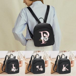 Borse Borsa da donna alla moda Zaino Zaini casual per ragazze Borse da scuola piccole da donna Lettere Borse per organizer per tablet per adolescenti con fiori rosa