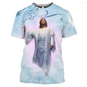 Homens camisetas Deus religioso manga curta 3D impressão camisa homens mulheres todos os dias cosplay harajuku streetwear