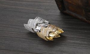Baguette zębata kubańska pierścień w żółtym złota lodowany z cyrkonu men039s pierścień hip hop biżuterii prezent 7050848