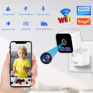 k1 Plug-in Smart Camera Tuya App 1080P WiFi Camera Two-way Audio IR Night Vision Motion Detection Smart Baby Monitor Wireless Security Clock Camera