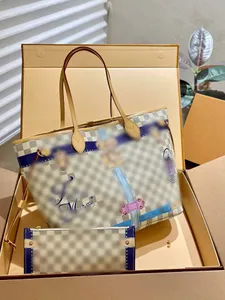 Sacos de compras vintage carta xadrez impressa formal designers de luxo bolsas de couro genuíno mulheres designers bolsas 32 * 28m bolsa de embreagem