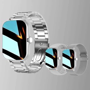 Akıllı Saatler Siliver Smart Watch Kadınlar Erkekler Akıllı Swatch Sport Tam Dokunmatik Ekran Akıl