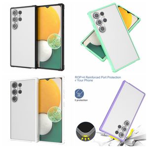 S24 Hybrid Color Stuffsäkert fall för Samsung S24 Ultra S24 Plus Hard PC Plastic Soft TPU Dual Color Clear Transparent smart mobiltelefon bakåtomslag