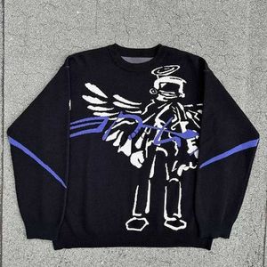 Women's Sweaters Y2K Sweater Harajuku Hip Hop Cartoon Print Oversized Mens Womens New Japanese Knitted Jumper Pullover Topsyolq