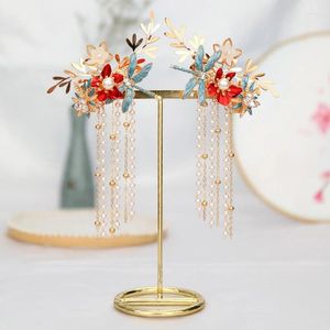 Hair Clips FORSEVEN Chinese Long Tassel Hairpin Hairgrips Headpiece For Women Girl Bridal Bride Wedding Jewelry Accessories