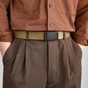 Belts Men Outdoor Cargo Waist Belt Automatic Buckle One Button Adjustable Length Nylon Long Jeans Wild Waistband Leather Canvas