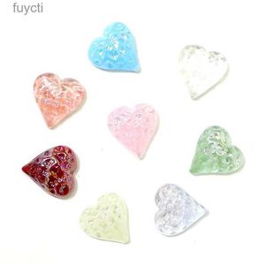 Konst och hantverk 8st Flat Back Glass Heart Ornaments Solid Color Pearlescent Craft Home Room Desktop Decor for Holiday Party Wedding Accessories YQ240119