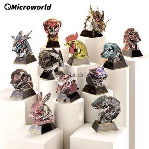 Craft Tools Microworld 3D Metal Puzzle Games Chinese Twelve Zodiac Signs Animal Models Kits DIY Jigsaw Toys Birthdays Gifts For Adult Teen YQ240119