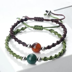 Link Bracelets Multicolors Nylon Rope Braided Bracelet With 10mm Natural Stone Agate Quartz Beads Adjustable Bangles For Couple Gifts