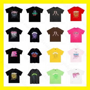 59HJスパイダーウェブメンズTシャツデザイナーSP5DER女性Tシャツファッション55555半袖ヒップホップシンガーヤングサグ同じフォームレターカップルピンクティーカップル