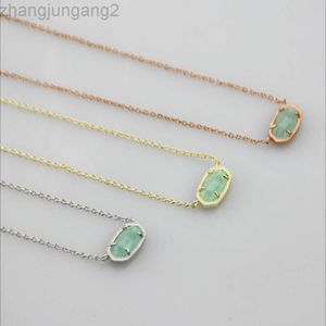 24SS Designer Kendras scotts Neclace Jewelry Instagram Minimalist Oval Light Green Stone Pendant Short Necklace Neck Chain Collarbone Chain