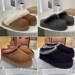 Designer ugss Fluffy Slipper Australien Plattform Hausschuhe Schrammen Wolle Schuhe Schaffell Pelz Echtes Leder Klassische Marke Casual Frauen Außerhalb Slider