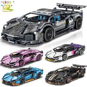 Magnetic Blocks HUIQIBAO 1 14 Racing Car Technical Model Building Blocks MOC Bricks Set Children City Construction Toys For Kids Boy Game Gift