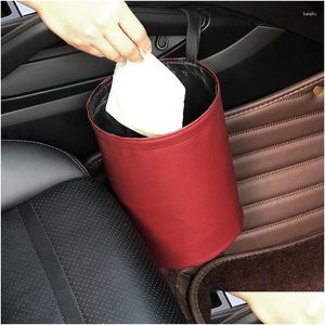 Outros acessórios interiores Cesto de armazenamento de carro Recipiente de lixo para organizador de resíduos Suporte à prova d'água Lata de lixo Dobrável Dr Dhhx4