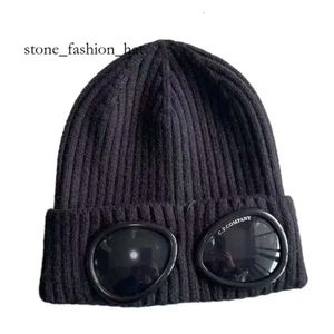 CP Hat Designer Två linsglasögonglasögon Beanies Men CP Stickade Hattar Skull Caps Outdoor Women oundvikliga vinter Beanie Black Grey Bonnet 5899