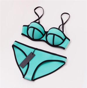 Muxilove 100 prawdziwy neopren klasyczny design wyściełany push up Zestaw bikini kobiety seksowne stroje kąpielowe kąpielowe kostium kąpielowy Biquini Swim Suit T5073183