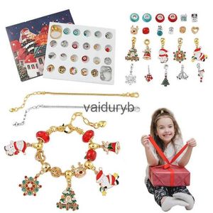Piękna moda 2023 Kalendarz adwentowy 24 dni odliczanie do Bożego Narodzenia z bransoletką biżuterię Making Cute Charm for Girls Partyvaiduryb