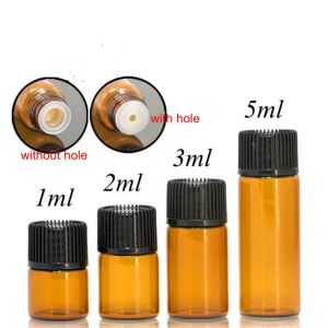 1ml 2ml 3ml 5ml Amber Mini Cam Şişe Esansiyel Yağ Ekran Flakon Küçük Parfüm Örnek Konteyner B028 LL