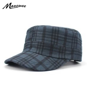 Women Army Cap Military Plaid Flat Top Student Casual Sboy Hat Fashion Fedora Hats For Woman Uede Vintage Cadet Bone Wide Brim9607734